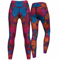 Vorder und Rückansicht der Women’s Endless Flowers Sport Yoga Leggings aus hochwertigem Polyester Elasthan mit hohem Bund ideal für Yoga Fitness und Mode kaufen Sie jetzt online