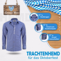 Men's traditional shirt with classic collar, button cuffs, and roll-up sleeves