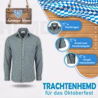 Traditionelles Herrenhemd mit klassischem Kragen, geknöpften Manschetten und aufrollbaren Ärmeln.