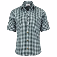 Vorderansicht eines traditionellen Herrenhemds mit durchgehender Knopfleiste.