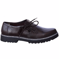 Handmade Bavarian traditional shoes crafted from the finest lamb nappa leather. These German shoes feature a block heel, a short shaft, and a round toe cap with a classic lace fastener.