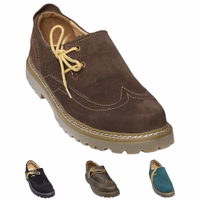 Front view of traditional Bavarian haferl shoes, also known as trachten or lederhosen shoes, ideal for Bavarian festivals. These handcrafted shoes feature soft inner leather and are made from 100% calfskin, embodying authentic German wear.