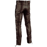 Men's Genuine High Quality Leather Pants Bluff Gay New newest Design & Leather Laces Motorbike Style Pants Jeans Trousers