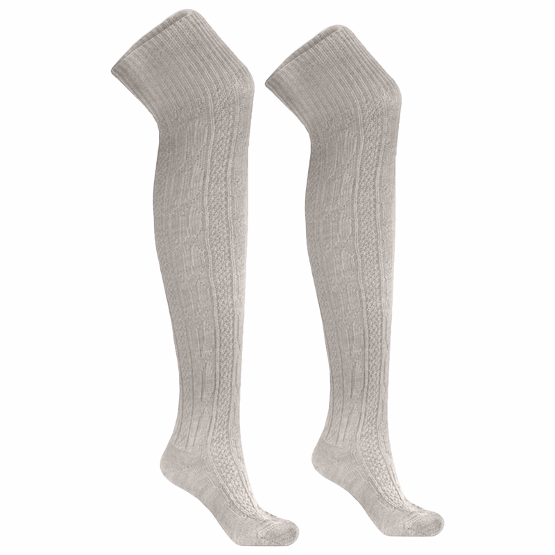 LONG traditional socks stockings socks Mottled Bavarian long traditional socks shown as a pair in all available colors, featuring elegant cable knit pattern and rustic design, ideal for Oktoberfest and traditional outfits.