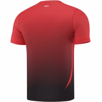 OMKA Jersey Teamsport Teamwear Fan Jersey OMKA Soccer Jersey in red/black, back view shows breathable micro-polyester, double-layer sports jersey, perfect for fans and soccer players.