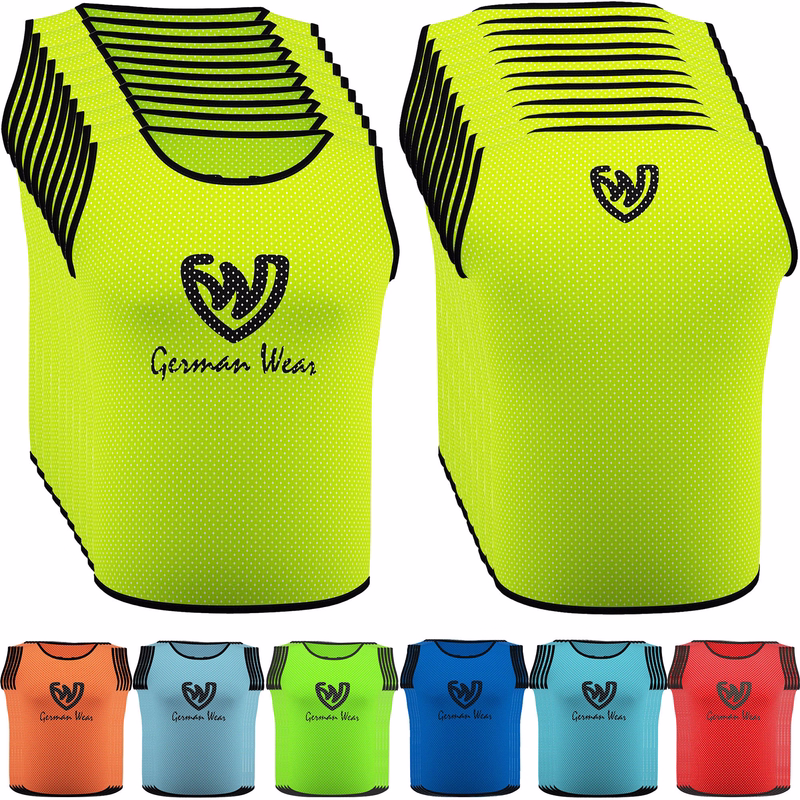 German Wear 10er-Pack Fußballtrikots Vorder- und Rückansicht der German Wear 10er-Pack Fußball-Leibchen in Türkis, aus atmungsaktivem Air-Mesh mit elastischen Kurzärmeln – leichtes Design, ideal für Teamsport-Training und Übungseinheiten. Jetzt kaufen!