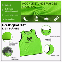 The German Wear 10-Pack Soccer Green Bibs designed from premium breathable mesh fabric, washable and customizable for clubs and academies, lightweight and long lasting training vests, buy online now