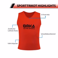 The OMKA 6-Pack Sport Orange Bib is a comfortable, breathable sports training bib with dual-texture mesh, perfect for team practice or custom printing. Buy online.