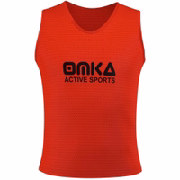 Front view of OMKA 6-Pack Sport Orange Bib highlighting sleeveless, durable design for soccer, basketball, or other team training sessions. Get now.