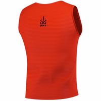 Back view of OMKA 6-Pack Sport Orange Bib emphasizing comfortable fit, breathable polyester mesh, and sleeveless design for all athletes during sports practice. Buy now.