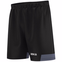 Graue Sportshorts, Rückansicht, mit stilvollem Design und atmungsaktivem Polyester-Material.