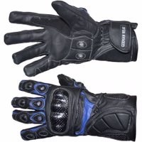 Front and rear view of Blue/black Motorcycle Gloves GW402G &Leather motorbiker Gloves, available in rich colors. Crafted from premium cowhide leather. Order now for FREE next-business-day delivery. Free delivery