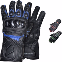 Front and rear view of Blue/black Motorcycle Gloves Gw402G &Leather motorbiker Gloves, available in rich colors. Crafted from premium cowhide leather, offers unmatched comfort & durability. Order now for FREE next-business-day delivery. Free delivery