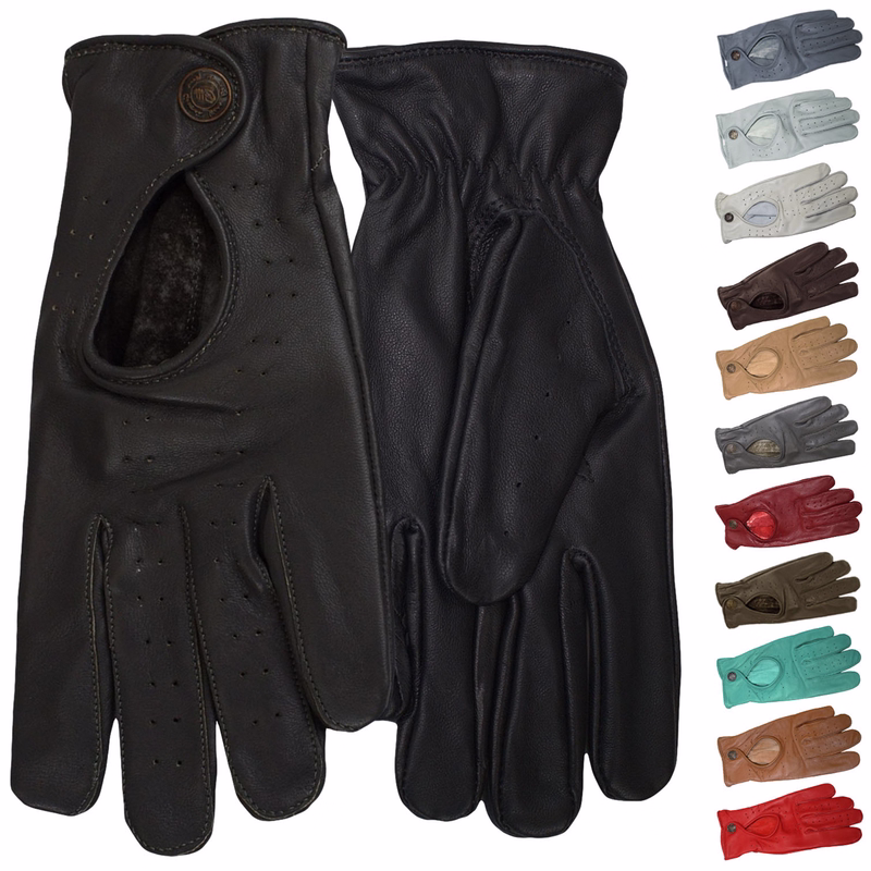 GermanWear Trendige Fahrhandschuhe aus Lammleder, Echtleder Unisex Driving Autofahrer-Handschuhe Lederhandschuhe