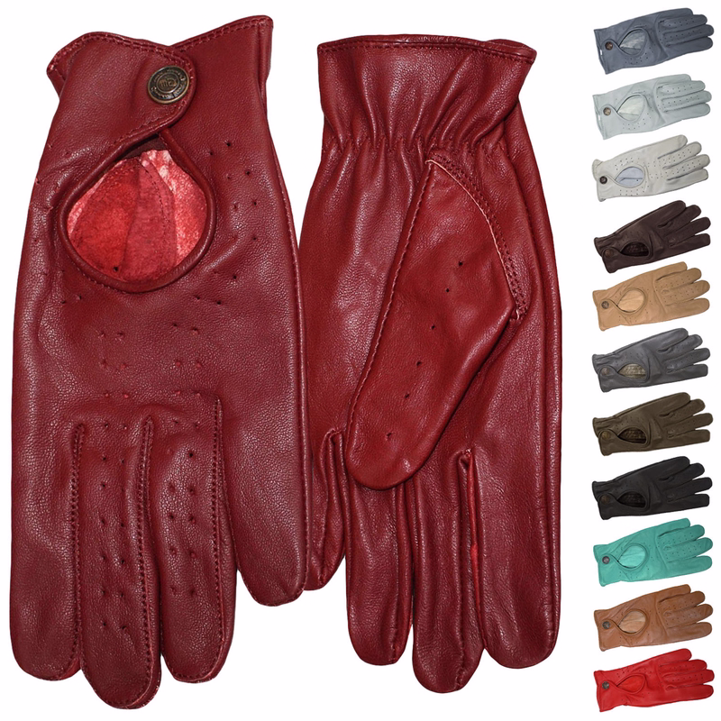 GermanWear Trendige Fahrhandschuhe aus Lammleder, Echtleder Unisex Driving Autofahrer-Handschuhe Lederhandschuhe