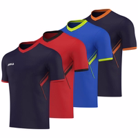 OMKA Men's Polyester Soccer Jersey - Teamwear for Football A vibrant Omka sports shirt featuring a mix of contrasting colors Crafted from 100% breathable polyester this durable and sweat-absorbing shirt offers an elegant design with a convenient pull-up closure making it a perfect fan article for stylish athletes.