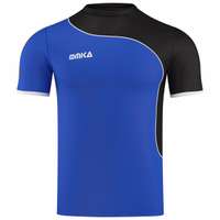 Men's Omka Teamsport Football Jersey Dark Blue Front view of a premium soccer jersey in a rich deep blue featuring a classic crew neckline and short sleeves The shirt showcases a contemporary design distinguished by a bold "Omka" emblazoned on the chest giving it a polished and stylish appearance