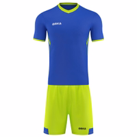 Blaues Frontdesign mit Trikot und Shorts, 2-teiliges OMKA-Teamwear-Set für Herren aus atmungsaktivem Polyester für Fußball, Fitness und Multisport-Training.