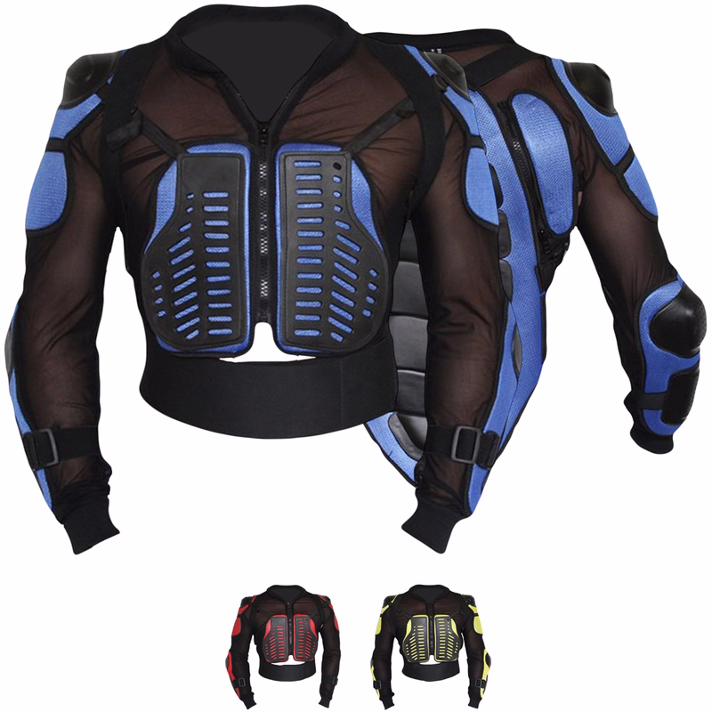Motorcycle Armor Protective Jacket Front and back view of motorcycle red armor protective jacket designed with V shape neck front zipper closure and removable back protector ensuring comfort style and safety for riders buy online now