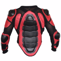 Rückansicht der roten Motorrad-Armor-Schutzjacke mit stabilem Rückenprotektor, elastischem Gürtel und verstärkter Polsterung – sichere Performance beim Motocross und Motorradfahren. Jetzt online kaufen!