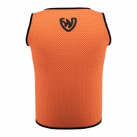 Back view of German Wear 12-Pack Soccer Orange Bibs designed with durable breathable mesh polyester comfortable fit short sleeves and easy pull on style for sports practice wear buy online