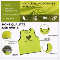 The German Wear 12-Pack Soccer Yellow Bibs created from 100 percent micro polyester offering breathable mesh ventilation lightweight comfort and durable fit for schools clubs and sports teams buy online