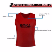 Die OMKA 12er Pack Fußball Leibchen Rot entwickelt für Vereine Schulen und Teams aus elastischem atmungsaktivem Mesh Stoff mit ärmellosem Schnitt und hoher Beweglichkeit für effektives Training jetzt kaufen.