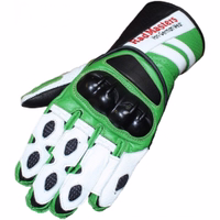 Stilvolle grüne Motorradhandschuhe aus hochwertigem Rindsleder. Mit Luftbelüftungen für Atmungsaktivität, verstellbaren Riemen für sicheren Sitz und überlegenem Grip bieten diese Kalbslederhandschuhe Komfort und Langlebigkeit bei jeder Fahrt.