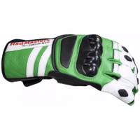 Rückansicht von hochwertigen Motorradhandschuhen aus 100 % glattem Kalb- und Rindsleder. Mit Kohlefaser-Schutz bieten sie weichen, komfortablen Sitz. Perfekt für Fahrer. Jetzt kaufen und kostenlosen Versand genießen!