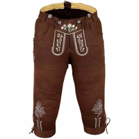 Front view of Bavarian Traditional Dark Brown Women’s Pant showcasing delicate Edelweiss embroidery, soft cotton fabric, adjustable waistband, and authentic German design. Shop now.