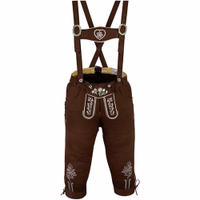 Front view of Bavarian Traditional Dark Brown Women’s Pant with suspenders in soft cotton, adjustable waistband, belt loops, and authentic Edelweiss embroidery for stylish and comfortable wear. Get online.