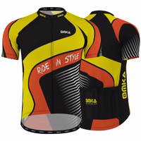 OMKA Men’s Cycling Jersey front and back view – sublimation printed short sleeve performance cycling shirt with breathable mesh fabric, ergonomic fit, and full-zip design.