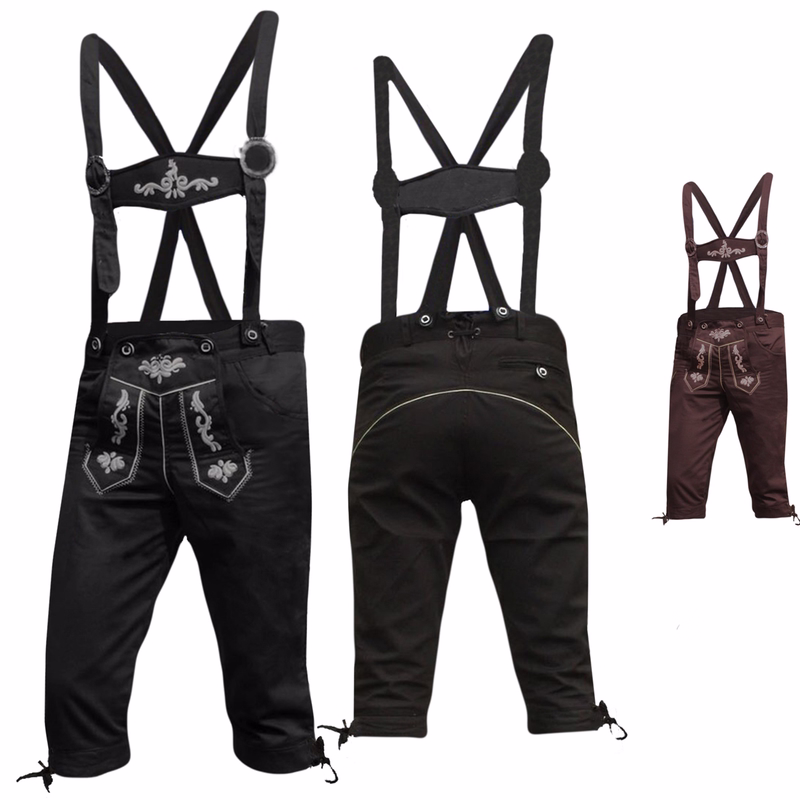 Traditional knee breeches jeans pants with suspenders
