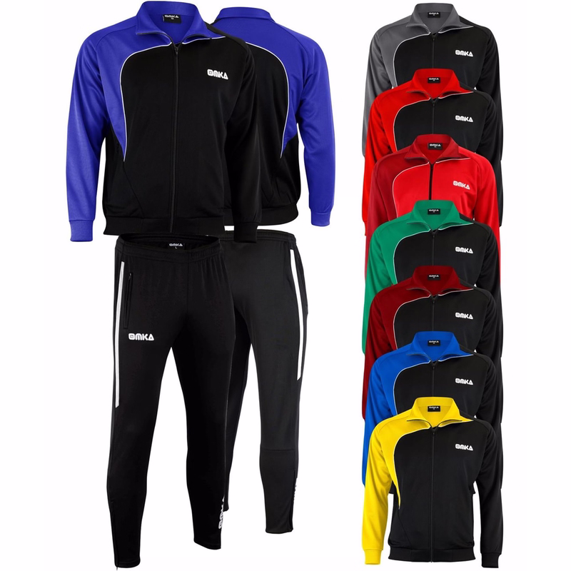 OMKA Men’s Sport Tracksuit Front and Back view of OMKA Men’s Sport Yellow/Black Tracksuit showing a breathable lightweight polyester design ideal for running soccer and fitness training stylish and comfortable buy online now