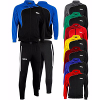 Front and Back view of OMKA Men’s Sport Blue/Black Tracksuit showing lightweight polyester fabric breathable and durable ideal for jogging soccer and fitness training stylish and comfortable buy online now