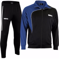 Front view of OMKA Men’s Sport Blue/Black Jacket and Trouser designed for men’s running workouts and leisurewear crafted from premium micro polyester offering comfort and flexibility for training order now