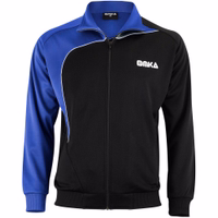 Side view of OMKA Men’s Sport Blue/Black Jacket crafted with soft fleece lining lightweight polyester and modern contrast design supports freedom of movement perfect for running or training order online today