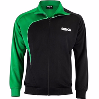OMKA Herren Sport-Trainingsanzug Vorderansicht von OMKA Herren Sportjacke Grün/Schwarz im OMKA Optima Trainingsstil mit doppellagigem schweißresistentem Material für Komfort Leistung und Vielseitigkeit ideal für Sport jetzt kaufen