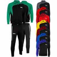 OMKA Herren Sport-Trainingsanzug Vorder und Rückansicht des OMKA Herren Sportanzugs Grün/Schwarz gefertigt aus leichtem atmungsaktivem Polyester ideal für Jogging Fußball und Fitness Training stilvoll bequem und funktional jetzt online kaufen