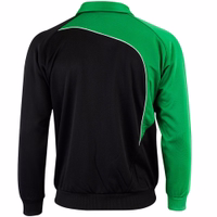 OMKA Herren Sport-Trainingsanzug Rückansicht von OMKA Herren Sportjacke Grün/Schwarz gefertigt aus strapazierfähigem Polyester mit schweißresistentem Stoff und sportlicher Passform geeignet für Fitness Jogging und Fußball jetzt kaufen
