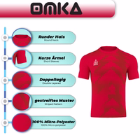 The Omka Sport Jersey for men combines style and performance with a striped pattern, round neck, and short sleeves. Made from 100% micro-polyester, this double-layered football jersey ensures comfort and durability for all levels of play.