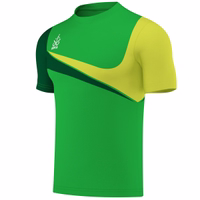 Side view of an Omka sports jersey made from durable polyester with short sleeves. Features include a prominent Omka logo on the chest, vibrant digital printing, and breathable fabric, making it a perfect fan article for the World Championship.