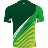 Back view of the OMKA Team Sport Soccer Green Jersey with stylish striped digital print, breathable polyester, and durable stitching for lasting comfort during training or matches buy online