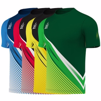All color collection of the OMKA Team Sport Soccer Jersey in green red yellow and blue showcasing breathable micro polyester fabric, digital striped design, and durable athletic fit perfect for team sports buy online