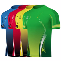 Omka Sport Jersey: Premium, short-sleeve, round-neck design. Made from 100% polyester with double-layered fabric. Available in green, yellow, red, and blue. Sweat-absorbing and durable, perfect for high-performance sportswear.