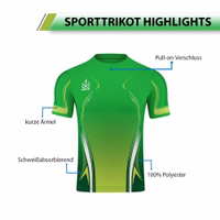 OMKA Jersey Teamsport Teamwear Omka sport jersey in green, featuring short sleeves and a breathable, sweat-absorbing fabric made from 100% polyester. Designed for easy wear with a pull-on closure, perfect for volleyball and handball.