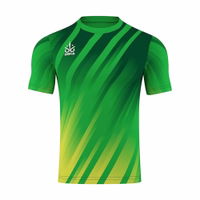 Front view of OMKA Team Sport Soccer Green Jersey designed with lightweight durable polyester round neck and performance fit ideal for soccer basketball or handball training get now