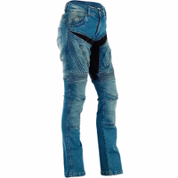 Seitenansicht der blauen BULLDT Motorrad-Jeans aus Premium-Denim. Bietet Komfort & stilgerechte Passform im klassischen Design. Jetzt weltweit als Premiumprodukt bestellen – kostenlose Lieferung am nächsten Werktag nach Bestelleingang.