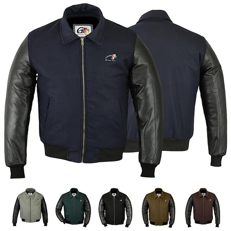 【IONSEOUL】Knox leather sleeve varsity jacket 4FM195 Motorcycle leather College Jacket | German Wear Shop