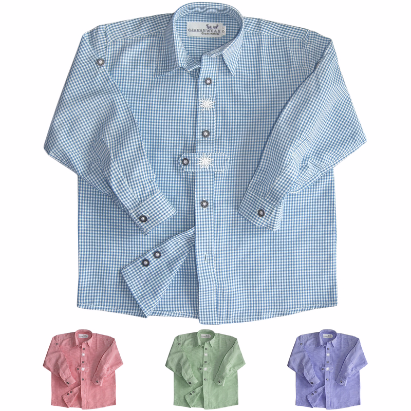 Kids traditional shirt for traditional pants traditional costume fashion with edelweiss checkered